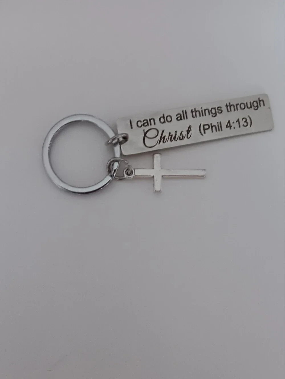 Silver Faith Keychain with Cross Charm